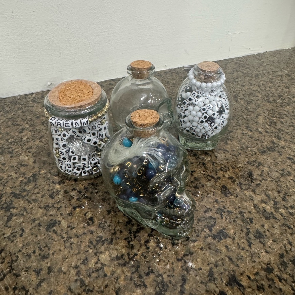 Decorative Glass Jars with Cork Lids - Set of 4